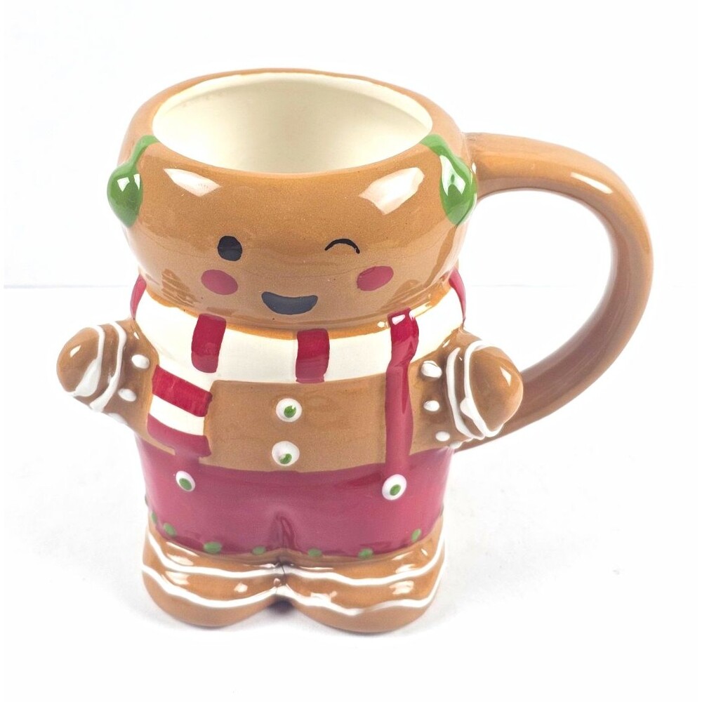 Wondershop Earthenware Gingerbread Man Figural Coffee Mug 14 oz Microwave Safe